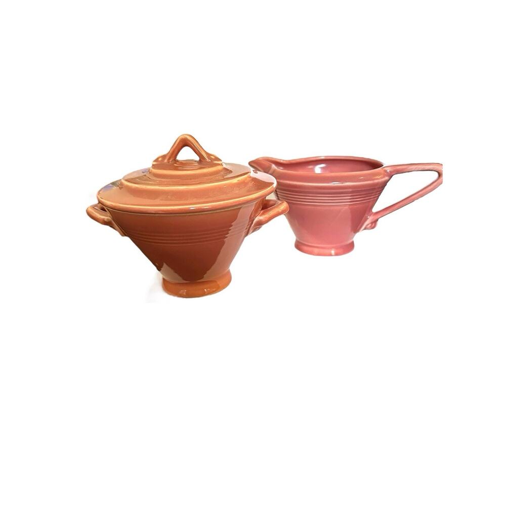Vintage Harlequin Homer Laughlin Rose Pink Sugar & Creamer